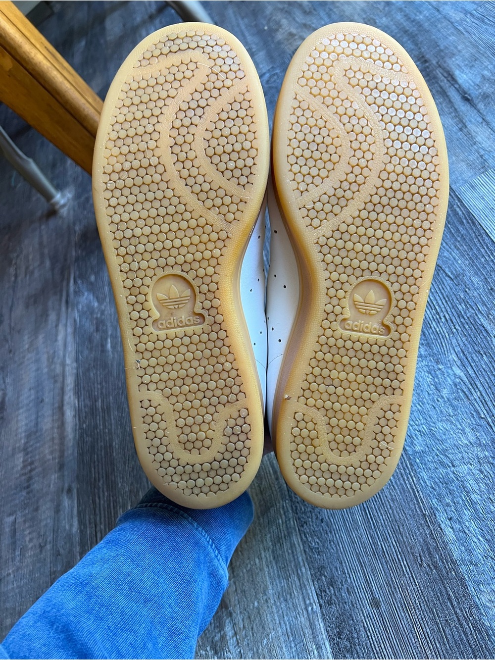 adidas Stan Smith White Sneakers with Green Insole and Gum Sole - Picture 6 of 8